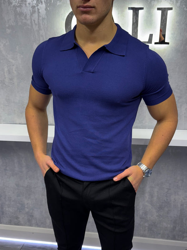 Polo a Collo Cubano - Blu Navy