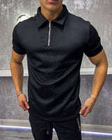 HERRINGBONE CLASSIC POLO - BLACK