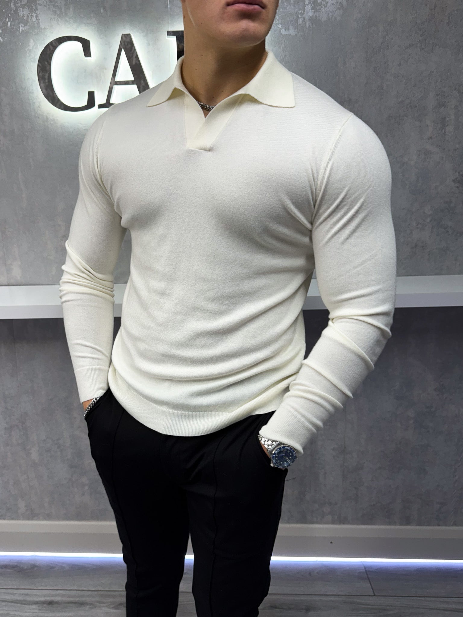 Rockefeller long Sleeve Polo Shirt - Beige